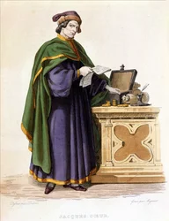 Jacques Coeur (ca. 1395-1456), graviert von Mignaret nach einer Zeichnung von Dupre, ca. 1840